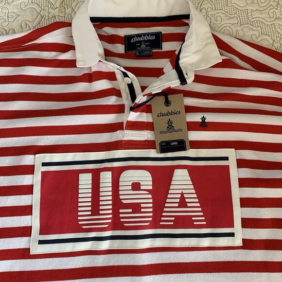 NWT Men’s Chubbies The Freedom Ring Rugby Shirt Size Large USA Olympics America - Picture 8 of 16